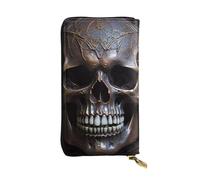YYHHAOFA copper-colored skull Printing Leather long clutch wallet : Comfortable, lightweight, waterproof, durable 7.48 x 4.13 in, Black, One Size