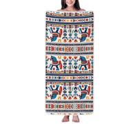 YYHHAOFA Coral Velvet Bath Towel 27x55in Ultra Absorbent Spa Throw | Swedish Dala Horse Folk Pattern
