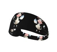 YYHHAOFA Cow Holding a Milk Bottle Pattern Sports Headband for Women Sweat Proof Bandeau Summer Elastic Band
