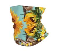 YYHHAOFA Cow with Sunflowers in Blue Prints Multifunctional Sport Headband - Seamless, Breathable, Quick-Dry Throw for Hiking, Biking & Travel