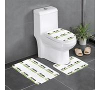 YYHHAOFA Cows Jumping on The Grassland Pattern Three Piece Set of Bathroom Floor mats, Bathroom Shower mats, Anti Slip Quick Drying