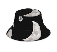 YYHHAOFA Crane on The Moon Printing Reflective Bucket Hat Lightweight, Breathable, Foldable for Men & Women Black