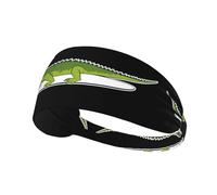 YYHHAOFA Crocodile Surfing on The Beach Pattern Sports Headband for Women Sweat Proof Bandeau Summer Elastic Band