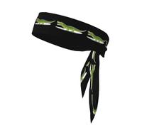 YYHHAOFA Crocodile Surfing on The Beach Picture Sports Headscarf, Casual Headband, Elastic, Sweat Absorbing, Adjustable, Anti Slip