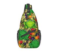 YYHHAOFA Cross chest bag diagonally Cartoon frog Prints Suitable For Men And Women outdoor hiking Daily travel Long and short trips