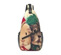 YYHHAOFA Cross Chest Bag diagonally Cute Guinea Pigs Prints Suitable for Men and Women Outdoor Hiking Work Daily Travel Trips Black