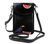 YYHHAOFA Crow Eating Watermelon Pattern Small Leather Women'S Crossbody Flip Phone Bag, Waterproof And Durable