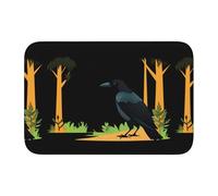 YYHHAOFA Crow in The Forest Pattern Crystal Velvet Lock Edge Floor mat, Bedroom Carpet, Parlor, Dormitory Home Decoration