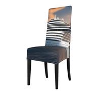 YYHHAOFA Cruise ship on the sea Printed dining chair cover is easy to disassemble and made of high resilience fabric that is wear-resistant