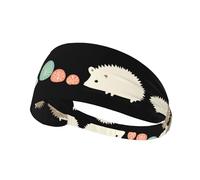 YYHHAOFA Curious Baby Hedgehog Pattern Sports Headband for Women Sweat Proof Bandeau Summer Elastic Band