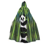 YYHHAOFA Curious Baby Panda Printing Halloween Adult Hooded Cape Cloak For Role-Playing, Stage Costumes, Parties Easy Care