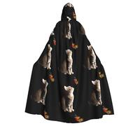 YYHHAOFA Curious kitten Prints Halloween Adult Hooded Cloak is a super large, comfortable, and durable cloak designed for adults