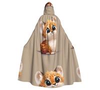 YYHHAOFA Cute Animals With Solid Background Pattern Halloween Adult Hooded Cape Men'S And Women'S Clothing Mantle Role-Playing