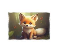YYHHAOFA Cute Baby Fox Pattern Durable placemat, waterproof, easy to clean, heat-resistant, anti slip placemat set