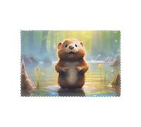 YYHHAOFA cute beaver Pattern Durable placemat, waterproof, easy to clean, heat-resistant, anti slip placemat set