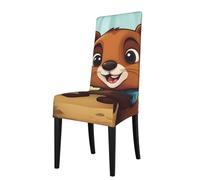YYHHAOFA Cute Beaver Printed dining chair cover is easy to disassemble and made of high resilience fabric that is wear-resistant