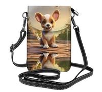YYHHAOFA cute chihuahua Pattern Ladies' mobile phone with leather foreskin, crossbody flip cover, small adjustable shoulder strap