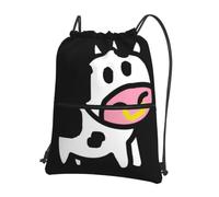 YYHHAOFA cute cow Prints Drawstring Zipper Backpack - Lightweight Gym Throw Bag with Water-Resistant Fabric & Multiple Pockets for Travel & Sports