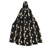 YYHHAOFA Cute Giraffe And Lamb Printing Halloween Adult Hooded Cape Cloak No Zipper, Comfortable For Costume Parties
