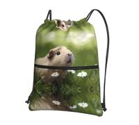 YYHHAOFA Cute Guinea Pig Prints Drawstring Zipper Backpack - Lightweight Water-Resistant Gym Duffel Bag with Pocket for Travel Sports Yoga