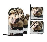 YYHHAOFA Cute hedgehog Prints Kitchen Covers: Waterproof Oven Layers for Easy Cooking & Cleanup - 4 Piece Heat Shield Set