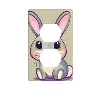 YYHHAOFA Cute Little Bunny Printed Double Socket Wall Panel Decorative is Durable and Suitable for Socket Light Switch Accessories 4.5x2.76in