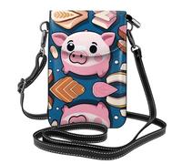 YYHHAOFA Cute Little Pig Pattern Small Leather Women'S Crossbody Flip Phone Bag, Waterproof And Durable
