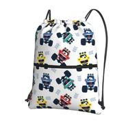 YYHHAOFA Cute Monster Trucks Prints Drawstring Zipper Backpack - Durable, Lightweight Water-Resistant Gym Bag for Travel, Sports & Everyday Carry