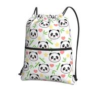 YYHHAOFA cute panda bamboo star Prints Drawstring Zipper Backpack - Lightweight Water-Resistant Gym Duffel Bag with Pocket for Travel Sports Yoga