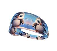 YYHHAOFA Cute Penguin Pattern Sports Headband for Women Sweat Proof Bandeau Summer Elastic Band