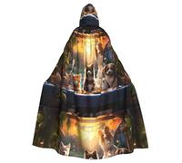 YYHHAOFA Cute Pet Paradise Printed Adult Hooded Cloak is a Super Large, Comfortable, and Durable Halloween Hooded Poncho