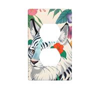 YYHHAOFA Cute White Tiger Printed Double Socket Wall Panel Decorative is Durable and Suitable for Socket Light Switch Accessories 4.5x2.76in