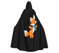 YYHHAOFA Dancing Ribbon Fox Pattern Halloween Adult Hooded Cape Men'S And Women'S Clothing Mantle Role-Playing