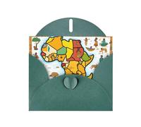 YYHHAOFA Dark Green Greeting Card African Map Ethnic Pattern Picture for Christmas, Children's Birthday, Valentine's Day, and Party Invitation