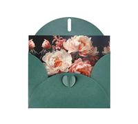 YYHHAOFA Dark Green Greeting Card Bright white peonies Picture for Christmas, Children's Birthday, Valentine's Day, and Party Invitation