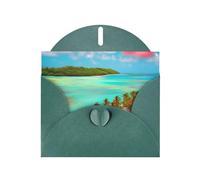 YYHHAOFA Dark Green Greeting Card Caribbean Scenery Picture 4x6in for Christmas, children's birthdays, Valentine's Day, wedding anniversaries, and party invitations