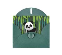 YYHHAOFA Dark Green Greeting Card Curious Baby Panda Picture 4x6in for Christmas, children's birthdays, Valentine's Day, wedding anniversaries, and party invitations