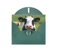 YYHHAOFA Dark Green Greeting Card Cute little cow Picture for Christmas, Children's Birthday, Valentine's Day, and Party Invitation