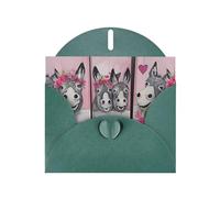 YYHHAOFA Dark Green Greeting Card donkey and flower Picture 4x6in for Christmas, children's birthdays, Valentine's Day, wedding anniversaries, and party invitations