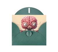 YYHHAOFA Dark Green Greeting Card Human Brain Picture for Christmas, Children's Birthday, Valentine's Day, and Party Invitation