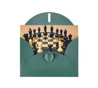 YYHHAOFA Dark Green Greeting Card International chess Picture for Christmas, Children's Birthday, Valentine's Day, and Party Invitation