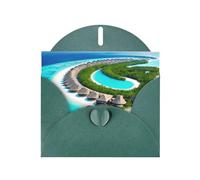 YYHHAOFA Dark Green Greeting Card Maldives Scenery Picture 4x6in for Christmas, children's birthdays, Valentine's Day, wedding anniversaries, and party invitations