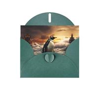 YYHHAOFA Dark Green Greeting Card Penguin sea Picture for Christmas, Children's Birthday, Valentine's Day, and Party Invitation