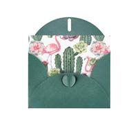 YYHHAOFA Dark Green Greeting Card Pink Flamingo Succulent Plants Picture 4x6in for Christmas, children's birthdays, Valentine's Day, wedding anniversaries, and party invitations