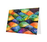YYHHAOFA Dark Green Greeting Card Rainbow Fish Scale Picture 4x6in for Christmas, children's birthdays, Valentine's Day, wedding anniversaries, and party invitations