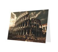 YYHHAOFA Dark Green Greeting Card Remains of the Roman Colosseum Picture for Christmas, Children's Birthday, Valentine's Day, and Party Invitation