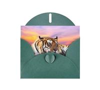 YYHHAOFA Dark Green Greeting Card Tiger Lying on Wood Picture 4x6in for Christmas, children's birthdays, Valentine's Day, wedding anniversaries, and party invitations