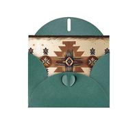 YYHHAOFA Dark Green Native American Patterns Pearl Paper Holiday Card Greeting Card Suitable For Christmas, Party Invitations