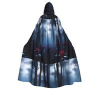 YYHHAOFA Dark Rose Forest Pattern Halloween Adult Hooded Cape Large Hooded Cloak with Bow Tie, No Zipper