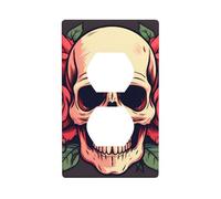 YYHHAOFA Day of The Dead Sugar Roses Skull Pattern Double Socket Wall Panel Electrical Socket Cover Plate Shatter Decoration Durable 4.5x2.76in